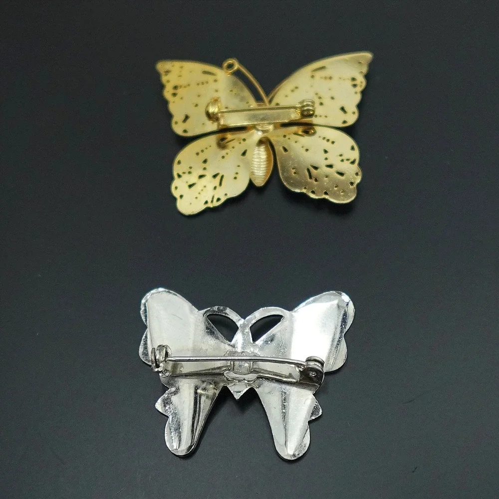 Vintage Butterfly Jewelry Lot Brooches and Pendant Two Tone Fairy Garden Spring‎